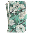 Калъф с капак за Motorola Moto E22 / E22i, Wallet, flowers, бял