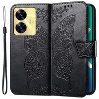 Калъф с капак за Realme C55, Butterfly, черен