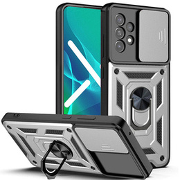 Брониран калъф за Samsung Galaxy A33 5G, CamShield Slide, сребърен