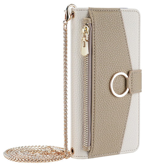 Калъфът с цип Wallet Zipper Pocket за Oppo A58 4G, Wallet Zipper Pocket, с огледало, бял