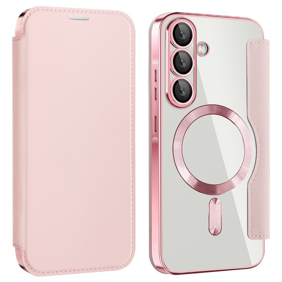 Калъф с капак за Samsung Galaxy A36, RFID Wallet MagSafe CamShield, розов