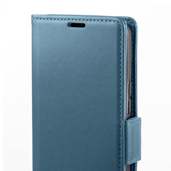Калъф за Motorola Edge 50 Pro, ERBORD Glossy Litchi, портфейл с капак, син
