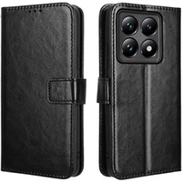 Калъф с капак за Xiaomi 14T, Crazy Horse Wallet, черен