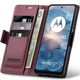 Калъф за Motorola Moto G24 Power, ERBORD Glossy Litchi, портфейл с капак, червен