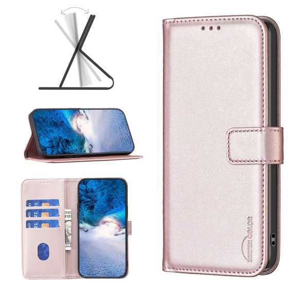Калъф с капак за Xiaomi Redmi Note 13 Pro 4G / Xiaomi Redmi Note 14S / Xiaomi Poco M6 Pro 4G, BINFEN Wallet, розов