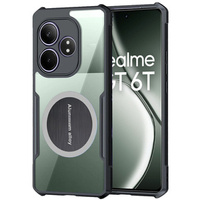 Калъф за Realme GT 6 / 6T, с магнитна пластина, прозрачен / черен