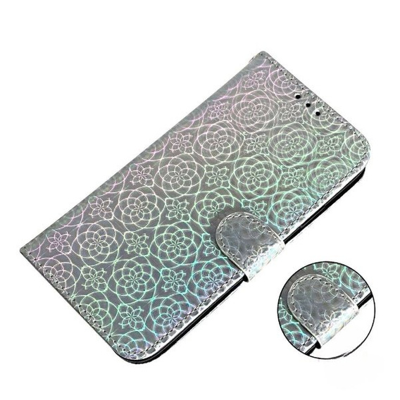 Калъф с капак за Oppo A17, Wallet mandala, сив