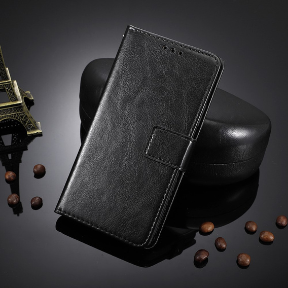 Калъф с капак за Poco F5 Pro 5G, Crazy Horse Wallet, черен
