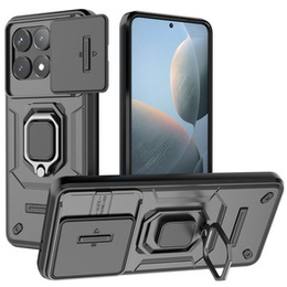 Калъф за Xiaomi Poco F6 Pro, KickStand Camera Lens, черен