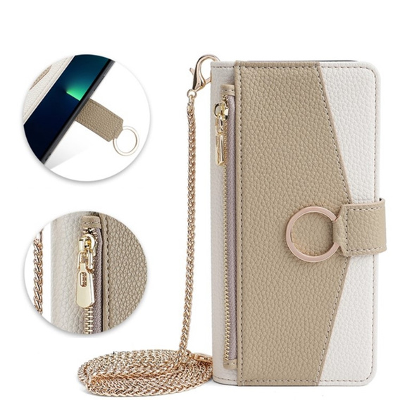 Калъфът с цип Wallet Zipper Pocket за Oppo A58 4G, Wallet Zipper Pocket, с огледало, бял