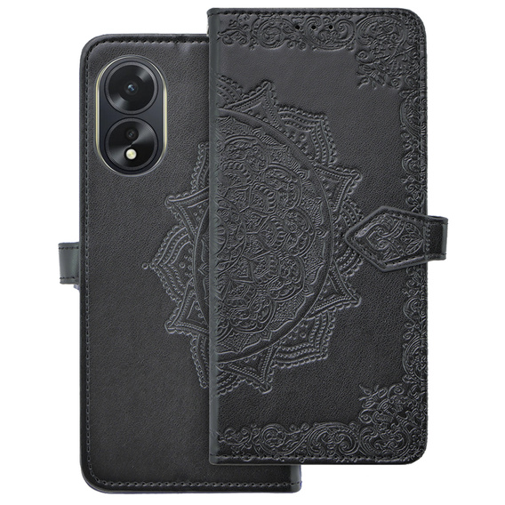 Калъф с капак за Oppo A38 4G / Oppo A18 4G, Mandala, черен