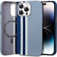Калъфът за iPhone 14 Pro Max, Carbon Fiber MagSafe, син