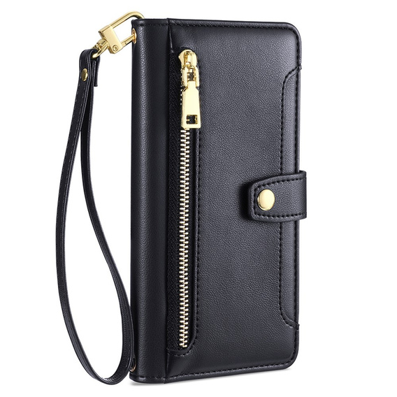 Калъф с капак за Motorola Moto G84 5G, Wallet Zipper Pocket, черен