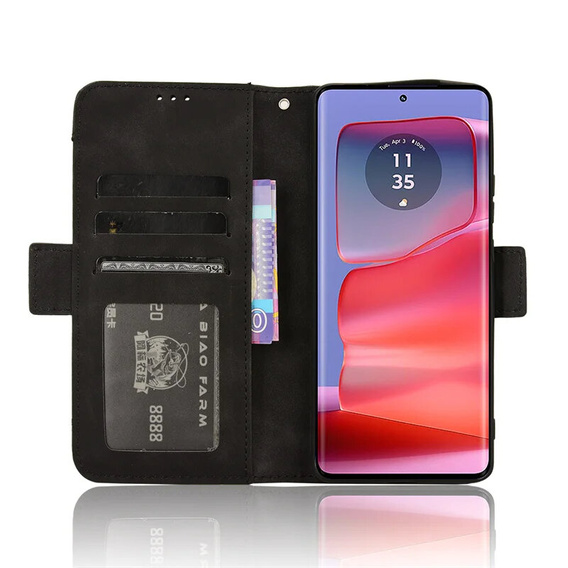 Калъф с капак за Motorola Edge 50 Pro, Card Slot, черен