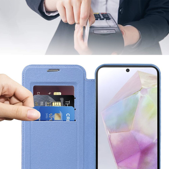 Калъф с капак за Samsung Galaxy A26, RFID Wallet MagSafe CamShield, син