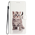 Калъф с капак за Samsung Galaxy A25 5G, Wallet, Cute Cat, бял + 9H стъкло