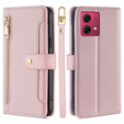 Калъф с капак за Motorola Moto G84 5G, Wallet Zipper Pocket, розов