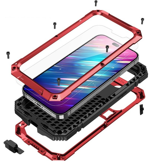 Калъф за iPhone 14 Pro Max, R-JUST, брониран, червен