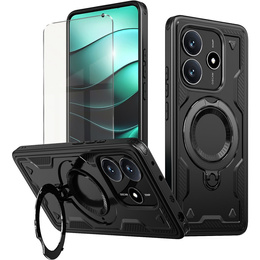 Калъф за Xiaomi Redmi Note 14 5G, Military MagSafe, черен + 9H стъкло