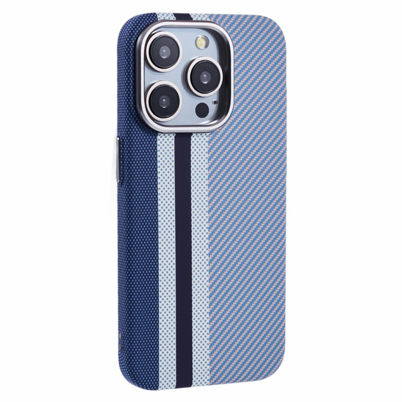 Калъфът за iPhone 14 Pro Max, Carbon Fiber MagSafe, син