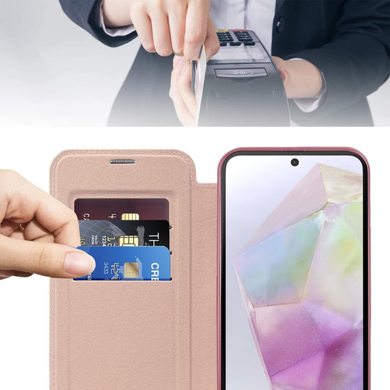 Калъф с капак за Samsung Galaxy A36, RFID Wallet MagSafe CamShield, розов