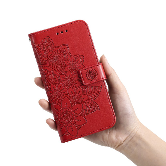 Калъф с капак за Xiaomi Redmi Note 12 4G, Mandala Flower, червен