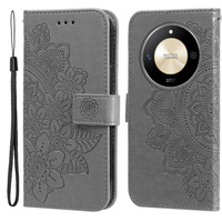 Калъф с капак за Honor Magic 6 Lite 5G, Mandala, сив