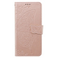 Калъф с капак за Samsung Galaxy M34 5G, Butterfly, розов rose gold