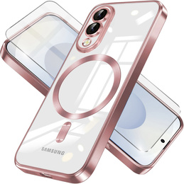 Калъф за Samsung Galaxy S25 Edge, Electro MagSafe, розов rose gold + стъкло за екран
