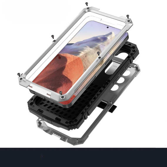 Брониран калъф за Samsung Galaxy S25, R-JUST, сребърен