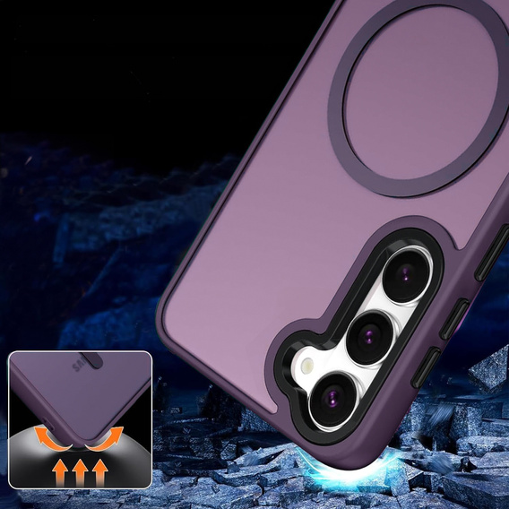 Калъф за Samsung Galaxy S21 FE, за MagSafe, ERBORD Matt Case, тъмнолилав + стъкло за екрана