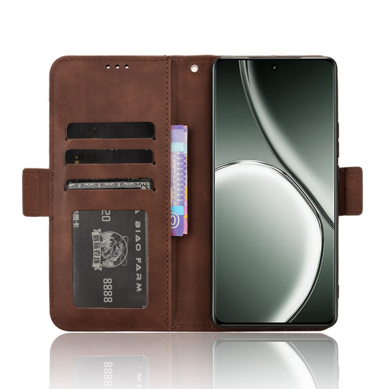 Калъф с капак за Realme GT 6 / 6T, Card Slot, кафяв