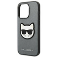 Калъфи Karl Lagerfeld за iPhone 14 Pro Max, Saffiano Choupette Head Patch, сребърен