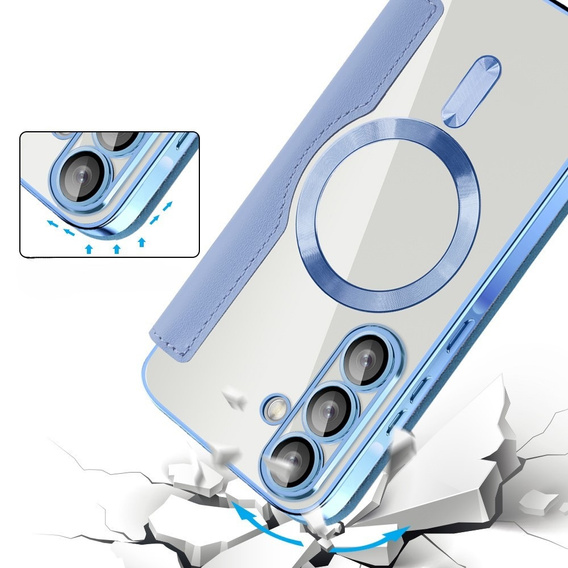 Калъф с капак за Samsung Galaxy A56, RFID Wallet MagSafe CamShield, син