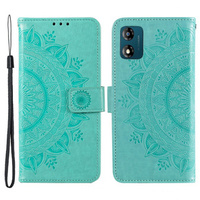 Калъф с капак за Motorola Moto E13, Mandala Flower, зелен