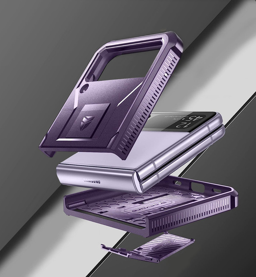 брониран калъф за Samsung Galaxy Z Flip 4 5G, Dexnor Clip Holder, лилав