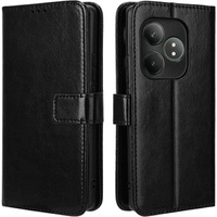 Калъф с капак за Realme GT 6 / 6T, Crazy Horse Wallet, черен