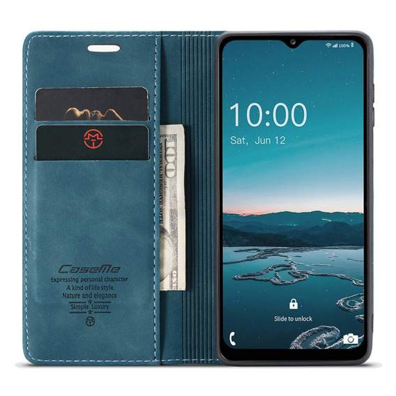 CASEME калъф за Samsung Galaxy M33 5G, Leather Wallet Case, син