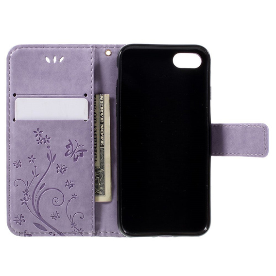 Калъф с капак за iPhone 7/8/SE 2020/SE 2022, Butterfly, лилав