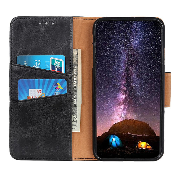 Калъф с капак за OnePlus Nord 2 5G, Split Leather Wallet, черен