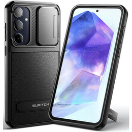 Калъф за Samsung Galaxy A55 5G, Suritch Kickstand, черен