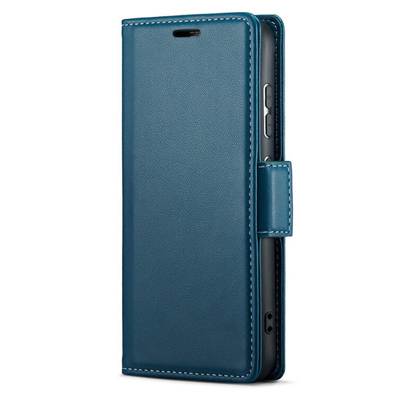 Калъф за Motorola Edge 50 Pro, ERBORD Glossy Litchi, портфейл с капак, син