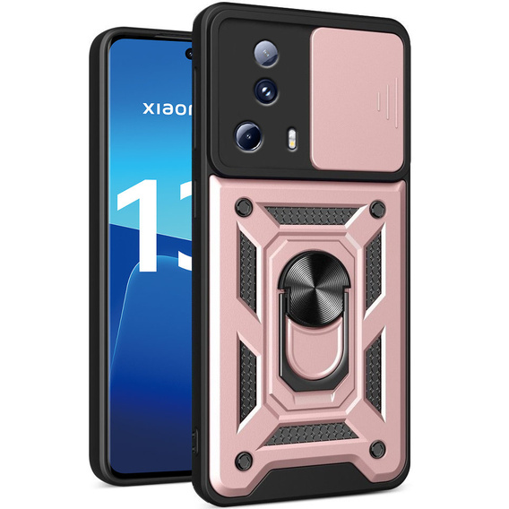 Брониран калъф за Xiaomi 13 Lite, CamShield Slide, розов rose gold