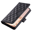 Калъф с капак за Samsung Galaxy S25, Rhombus Crossbody Leather, черен