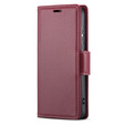 Калъф за Oppo Reno 12, ERBORD Glossy Litchi, портфейл с капак, червен