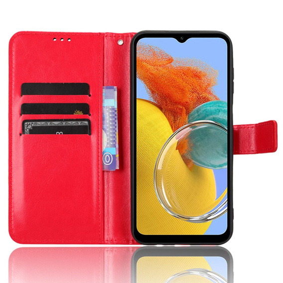 Калъф с капак за Samsung Galaxy M34, Crazy Horse Wallet, червен