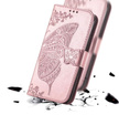 Калъф с капак за Motorola Edge 50 Pro, Butterfly, розов rose gold