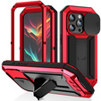 Калъф за iPhone 15 Pro Max, R-JUST CamShield Slide, брониран, червен / черен