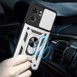Брониран калъф за Motorola Edge 40, CamShield Slide, сребърен