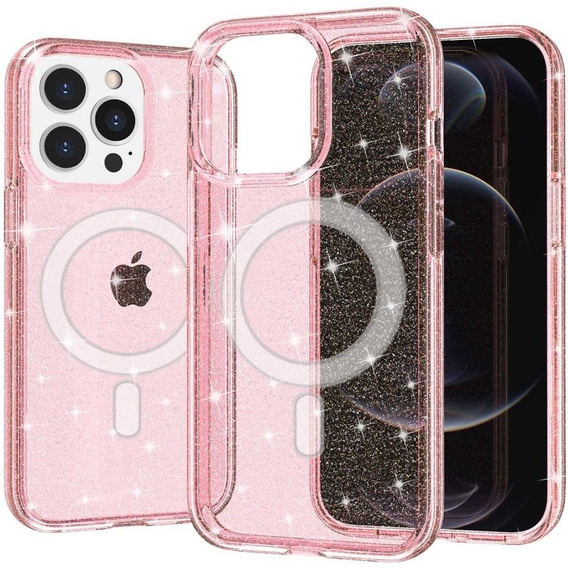 Калъфи за iPhone 14 Pro, Dropproof MagSafe Glitter, розов